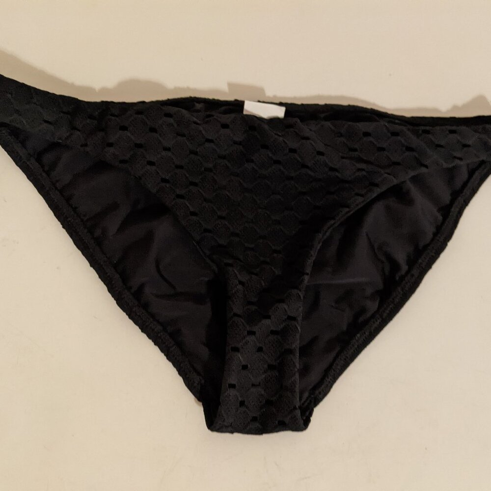 Shoshanna Textured Classic Bikini Bottom, Black, S